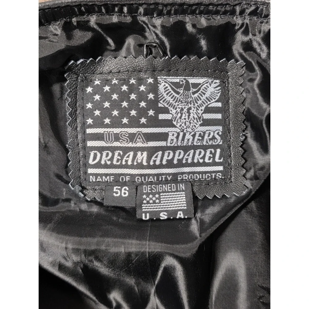 Vintage Dream Apparel Leather Gilet Biker Vest Gilet Black Size 56